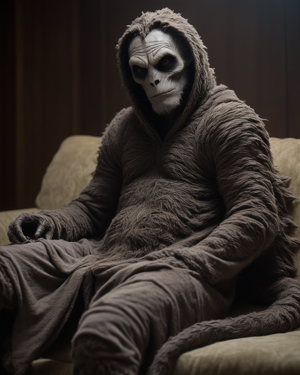 07504-4213865758-photo of a A humanoid creature completely covered with a nanochew with a long tail in a terry dressing gown is sitting on a sofa.png